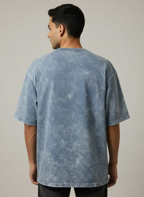 Acid Wash T Shirt With Puff Design
