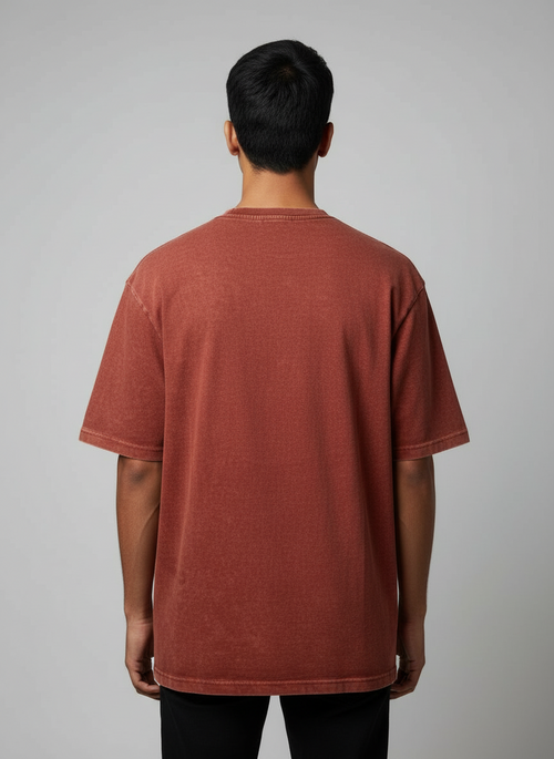 Acid Wash T Shirt With Puff Design