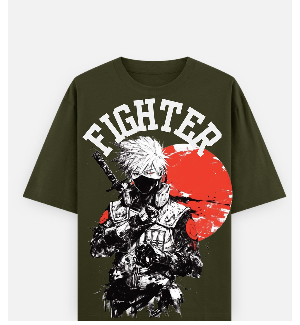 Anime Fighter - Over Sized UNISEX Printed Cotton T Shirt