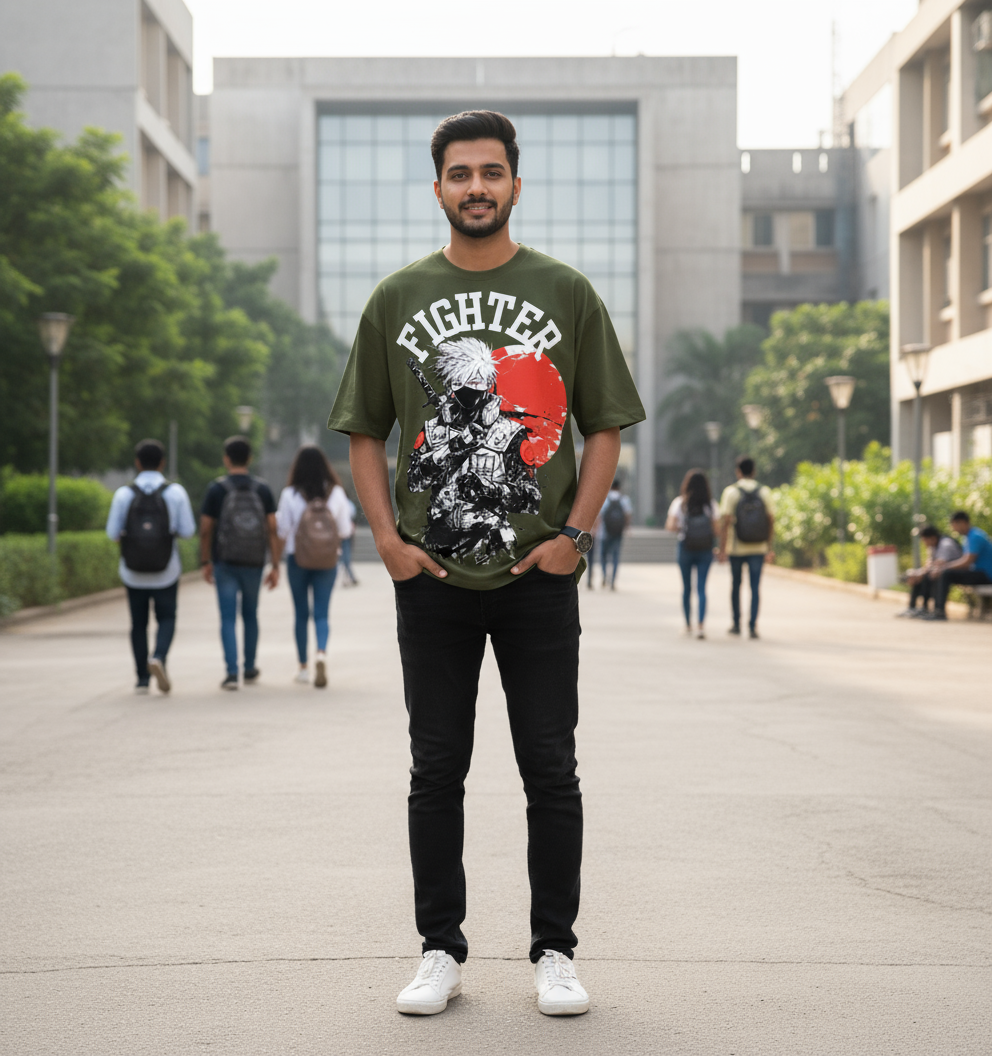 Anime Fighter - Over Sized UNISEX Printed Cotton T Shirt