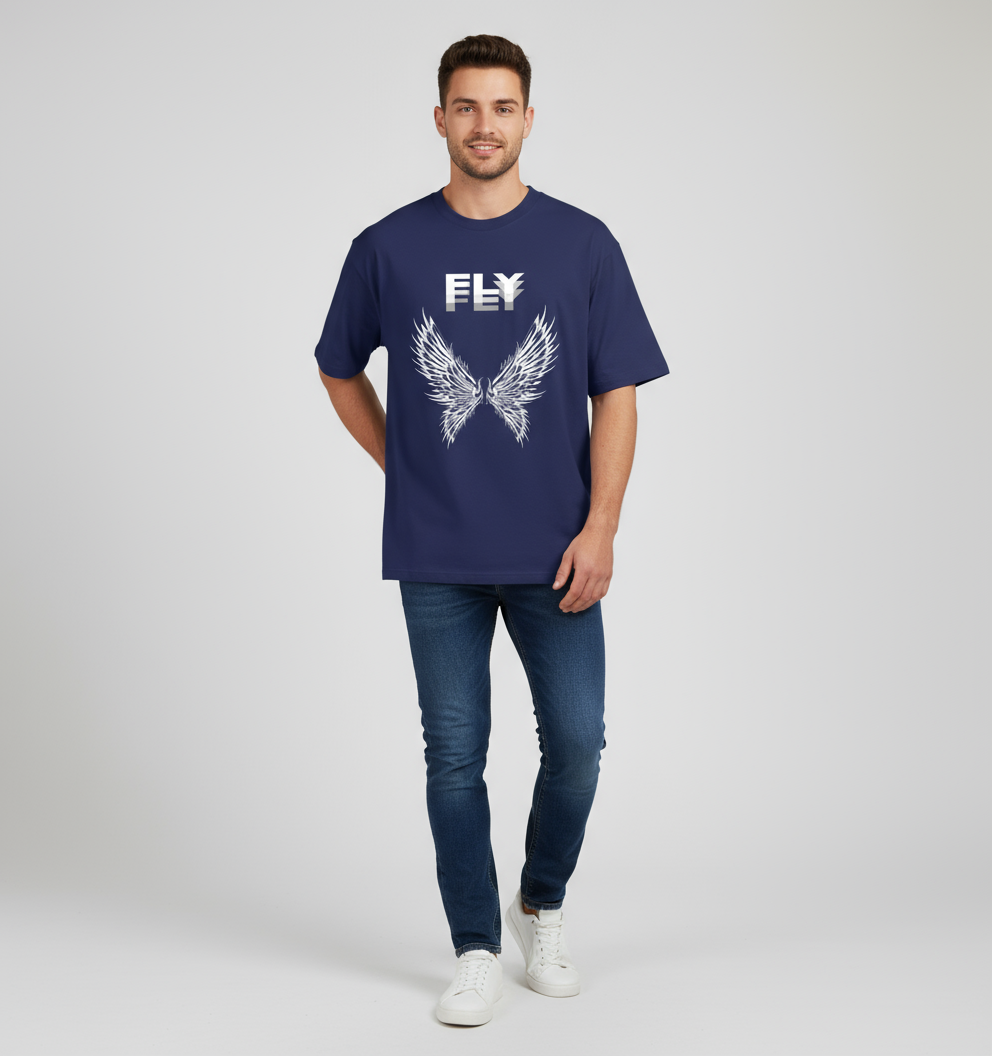 FLY Over sized UNISEX Printed Pure Cotton T Shirt