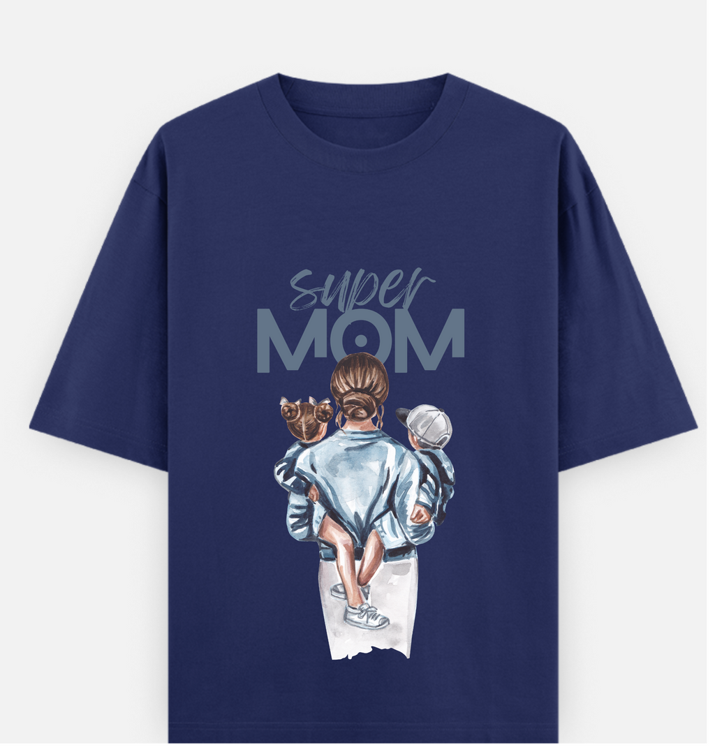 Super MOM Over sized Printed Pure Cotton T Shirt