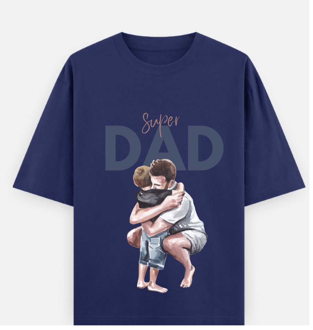 Super DAD Over Sized  Printed Pure Cotton T Shirt