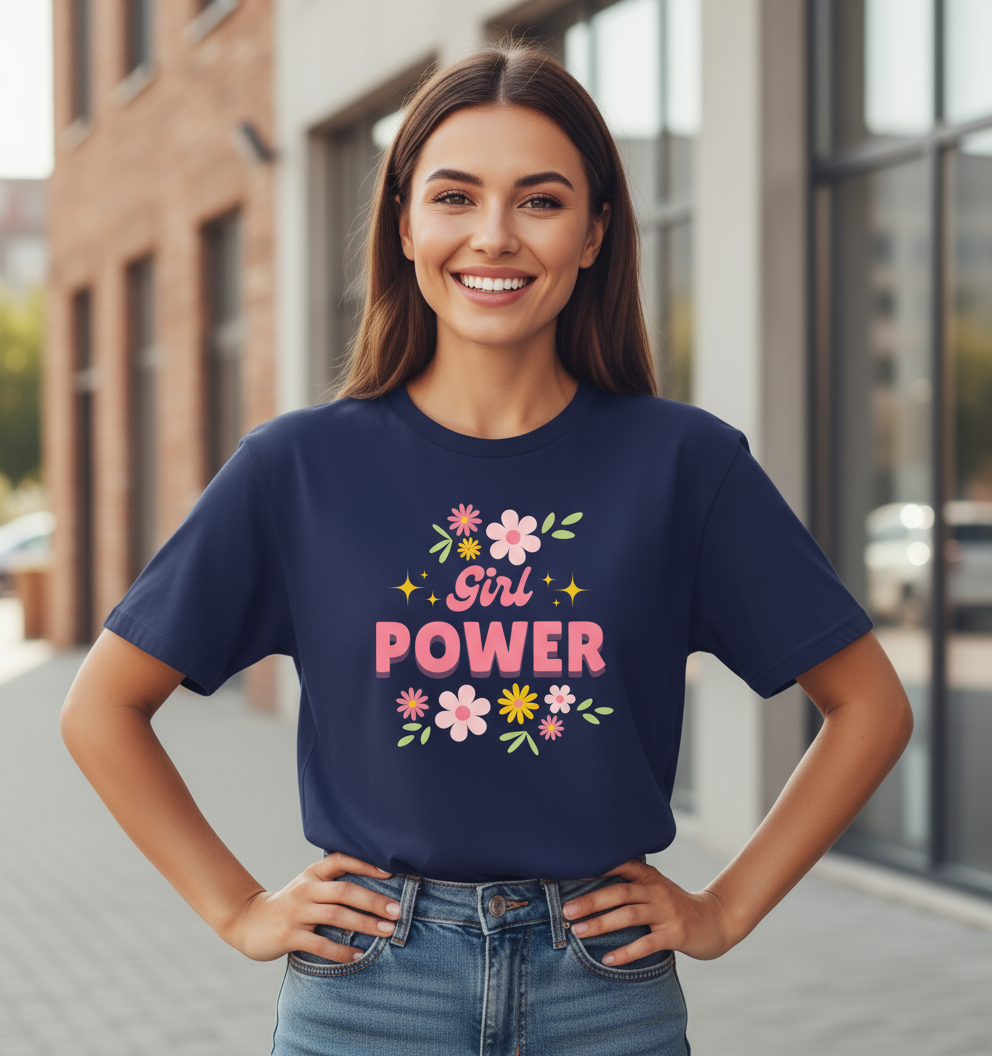Girl Power Over sized  Printed Cotton T Shirt