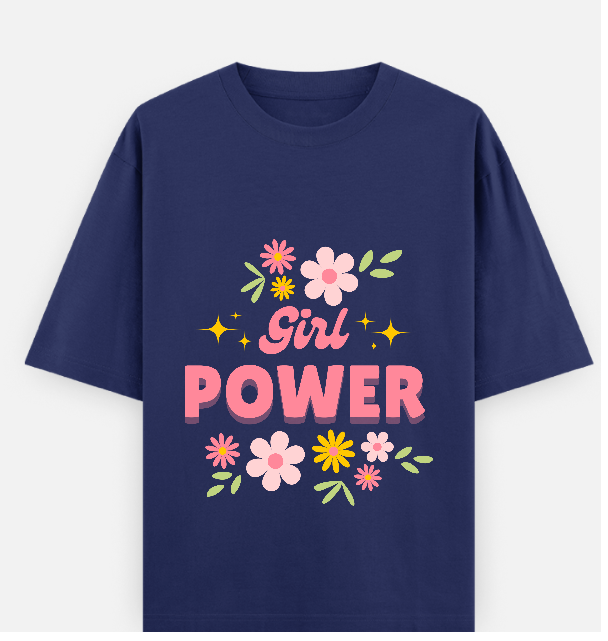 Girl Power Over sized  Printed Cotton T Shirt
