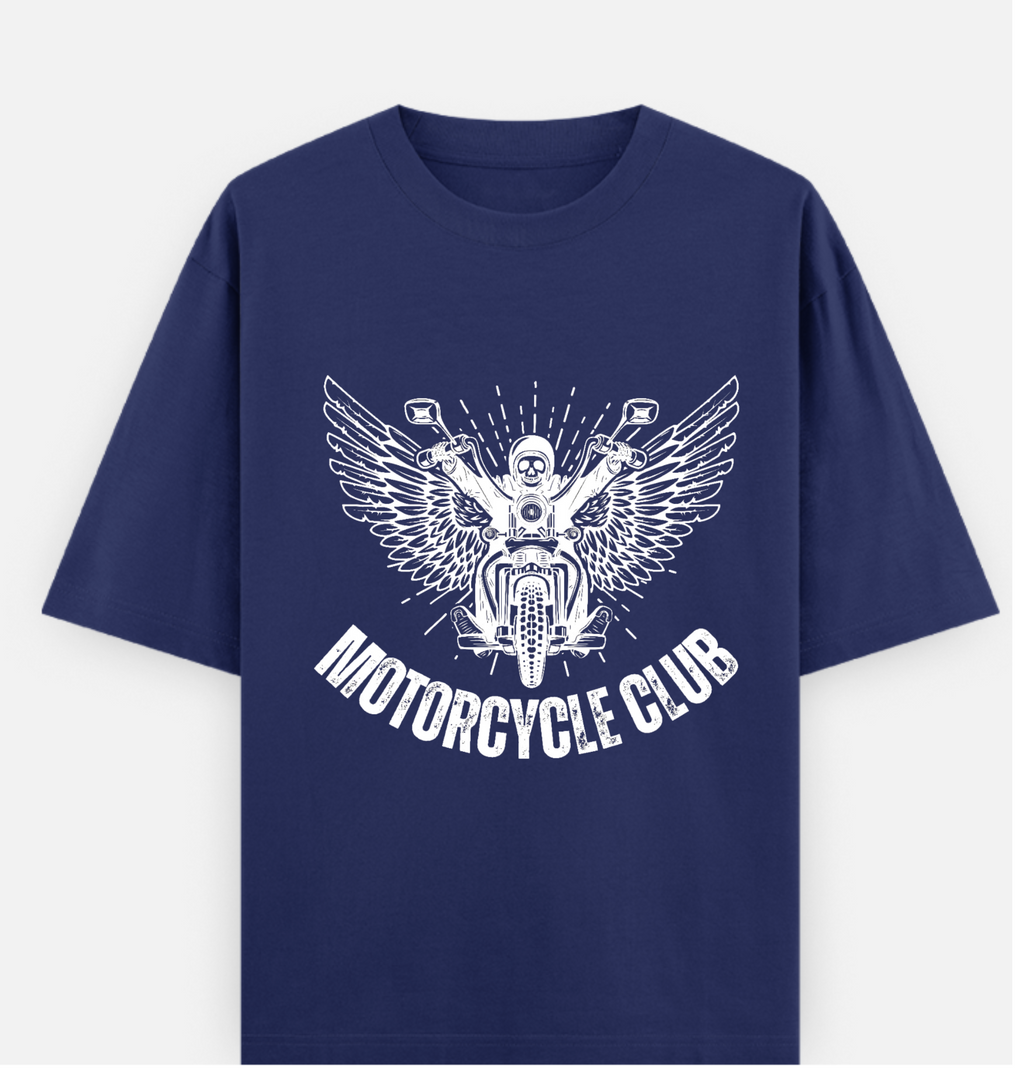 Motor Bike Club  Over Sized  Printed Pure Cotton T Shirt