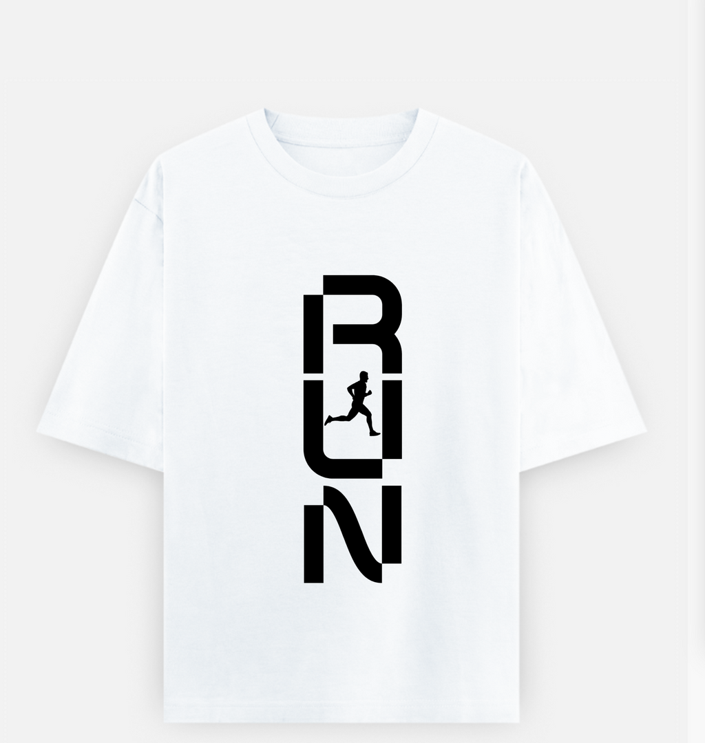 RUN Over sized UNISEX Printed Cotton T Shirt