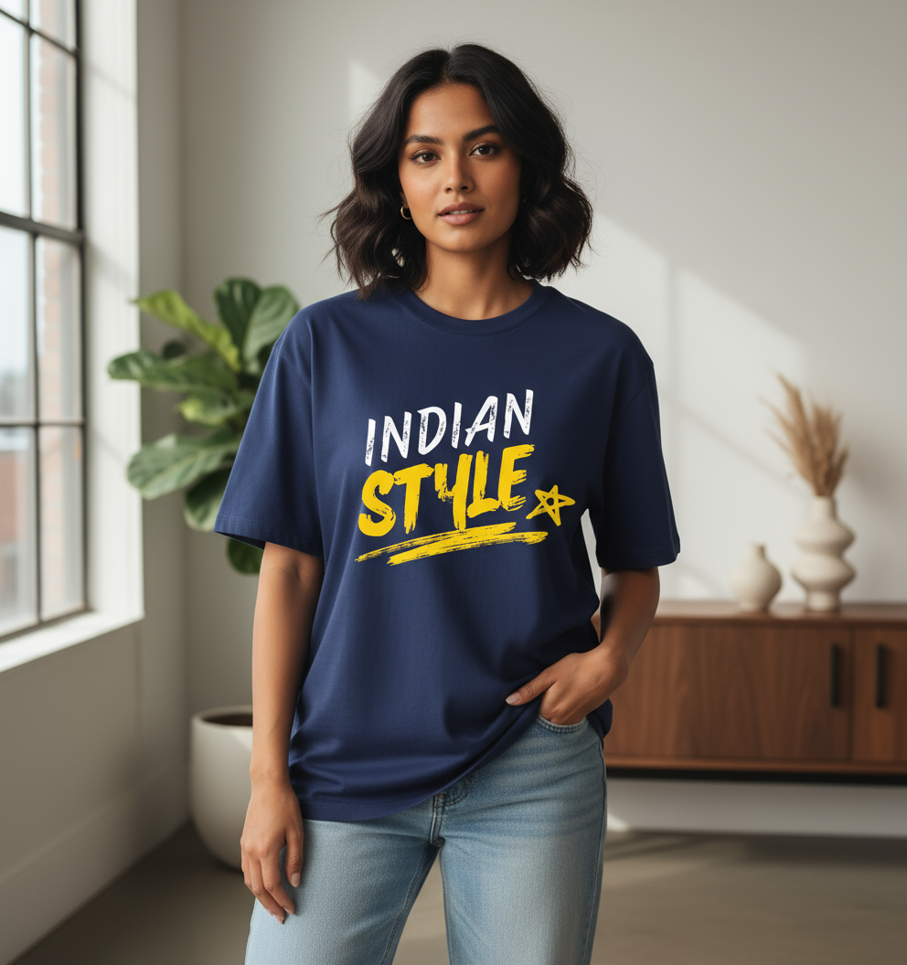 Indian Style Over sized UNISEX Printed Pure Cotton T Shirt