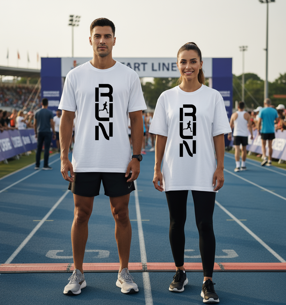 RUN Over sized UNISEX Printed Cotton T Shirt