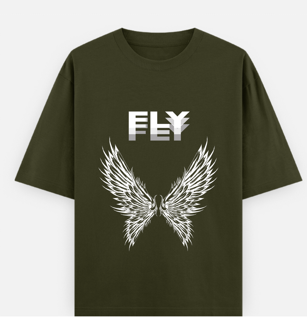 FLY Over sized UNISEX Printed Pure Cotton T Shirt