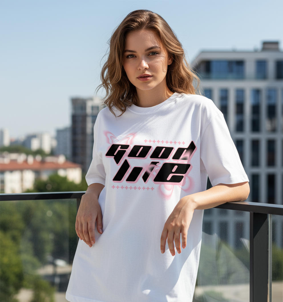 Good Life Over sized UNISEX Printed Pure Cotton T Shirt