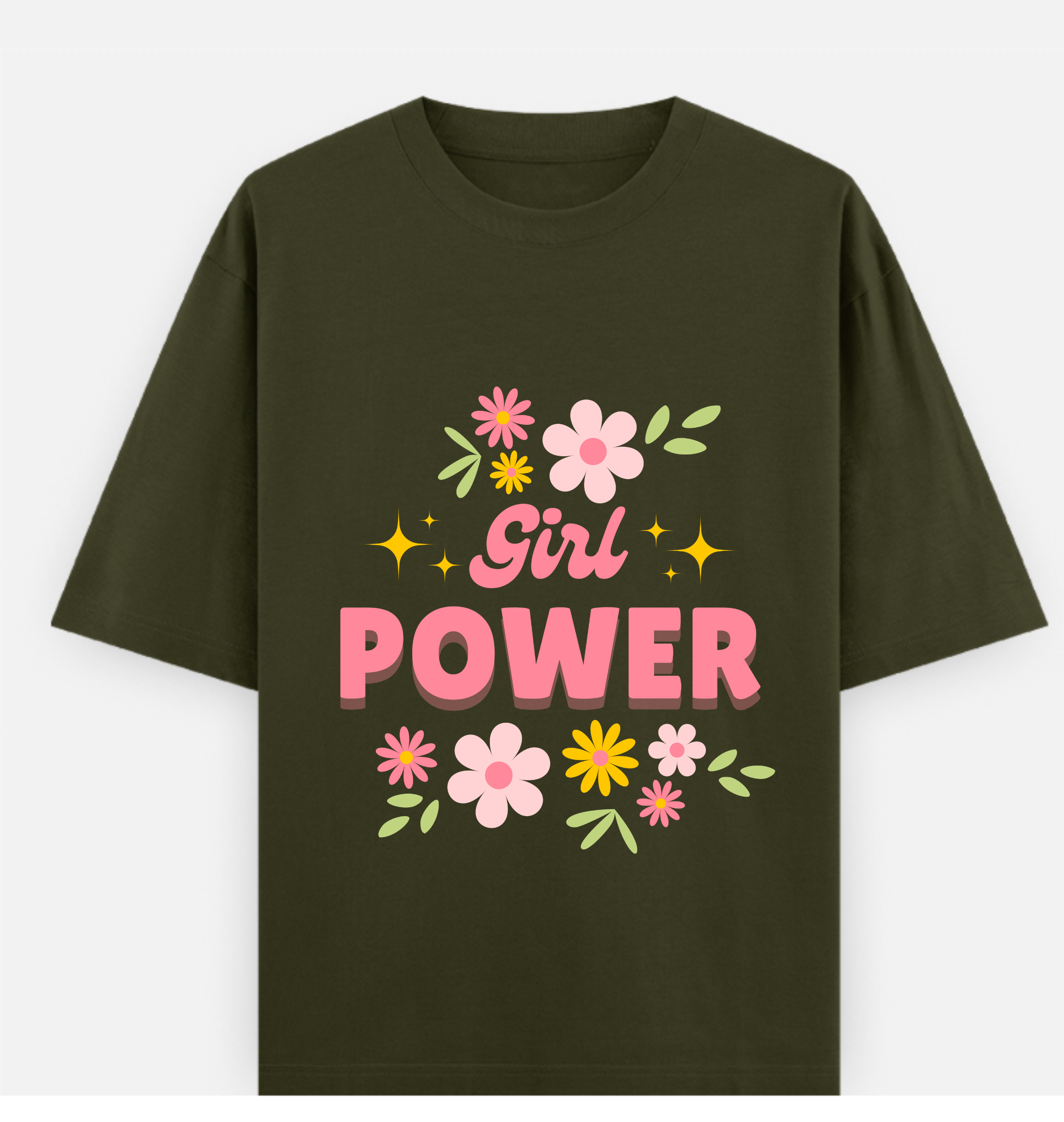 Girl Power Over sized  Printed Cotton T Shirt