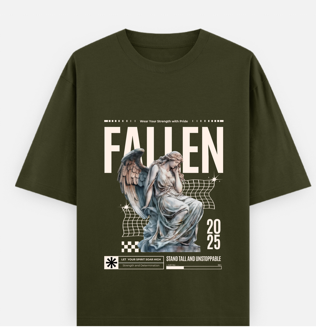 Fallen printed Over sized UNISEX Cotton T Shirt