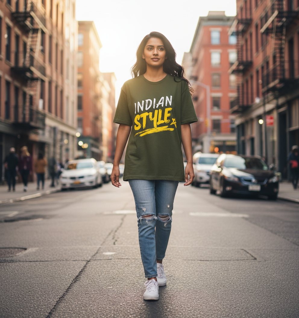 Indian Style Over sized UNISEX Printed Pure Cotton T Shirt