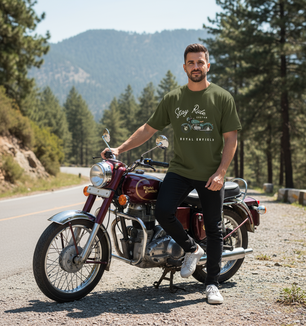 Stay Ride Over sized UNISEX Printed Pure Cotton T Shirt