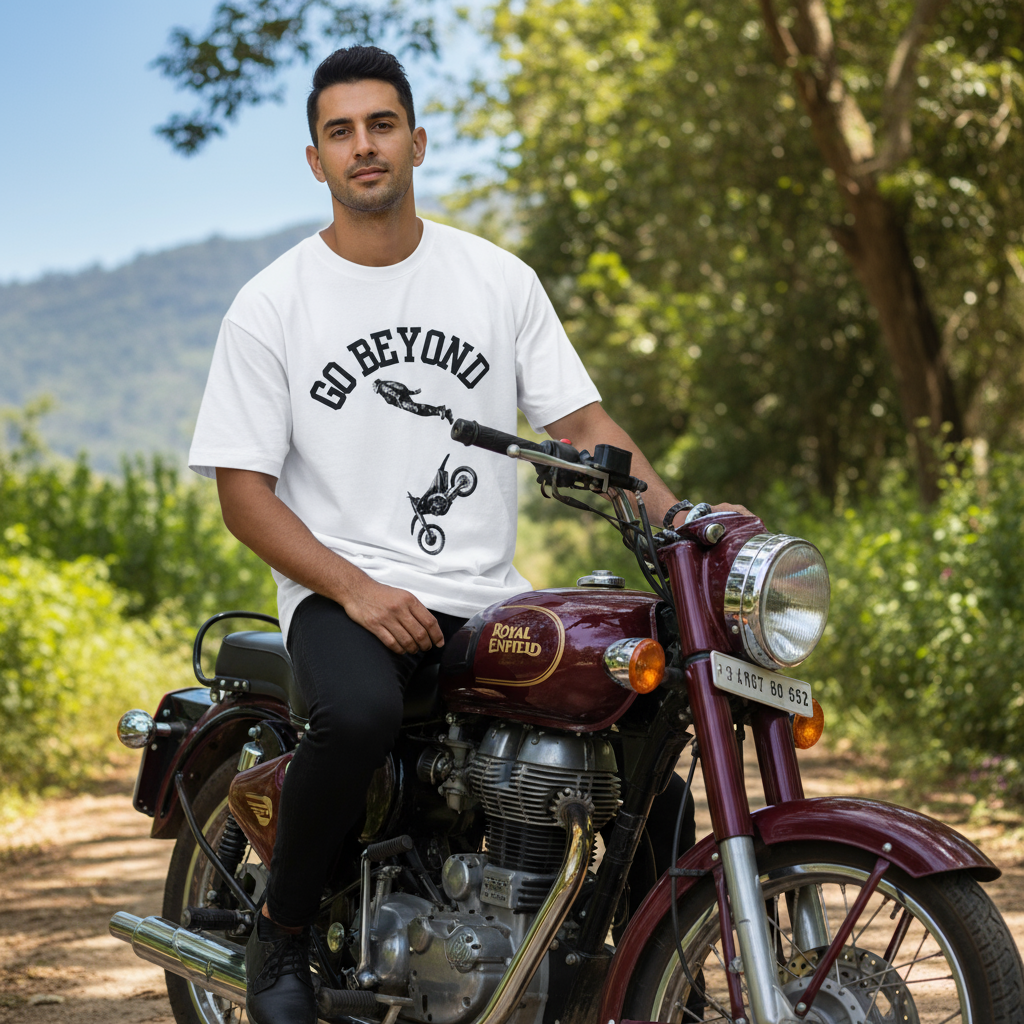 Go Beyond Over Sized  UNISEX Printed Cotton T Shirt