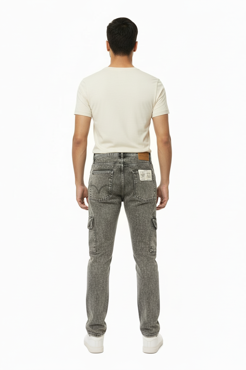Trendy Black Wash Cargo Jeans Cool & Comfortable Look