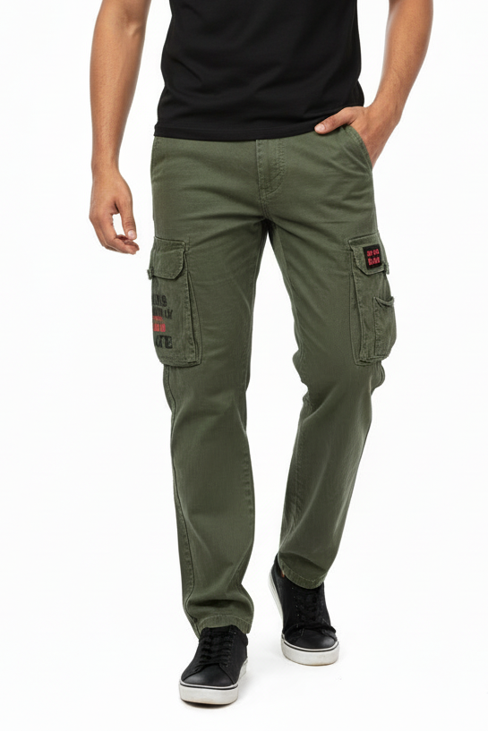 Men Regular Fit Mid Rise Cargo Jeans