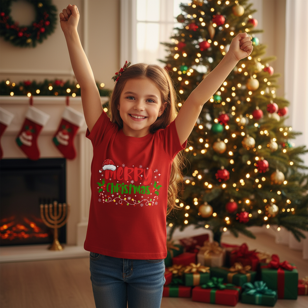 Merry Christmas Kids Shirt Pure Cotton