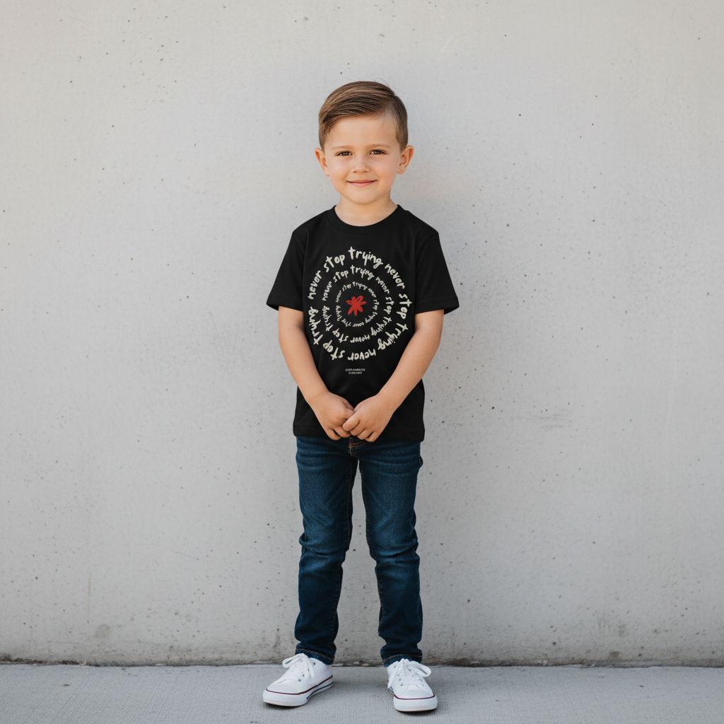 Never stop trying Kids Printed T Shirt Pure Cotton