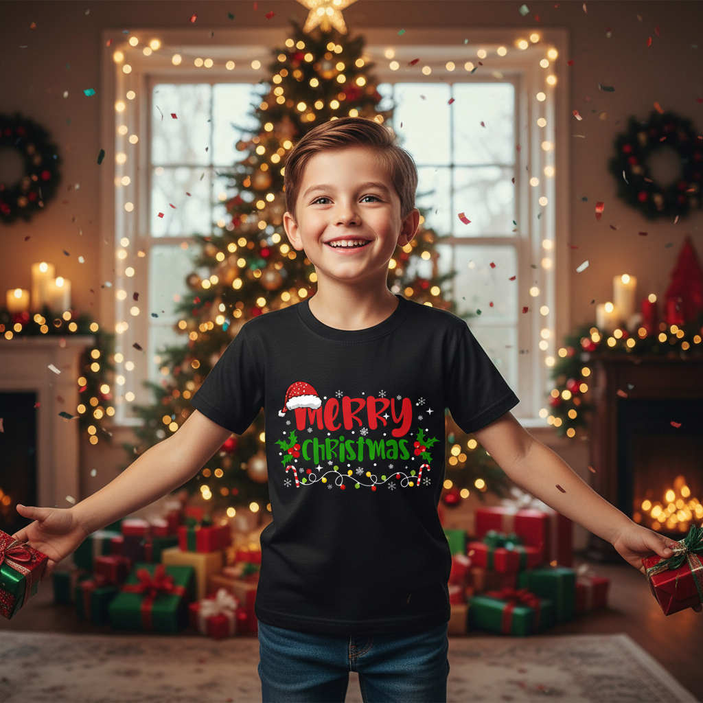 Merry Christmas Kids Shirt Pure Cotton