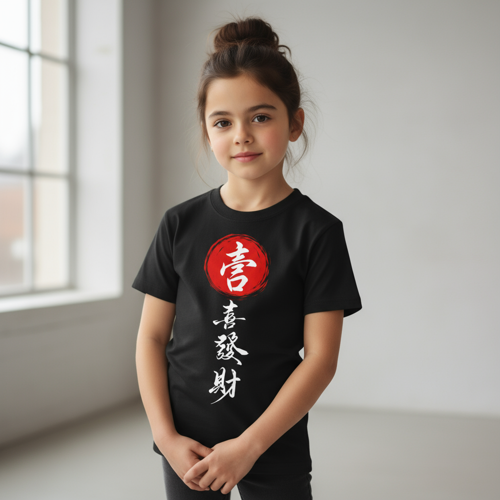 Japanese Text Printed  Kids T Shirt Pure Cotton