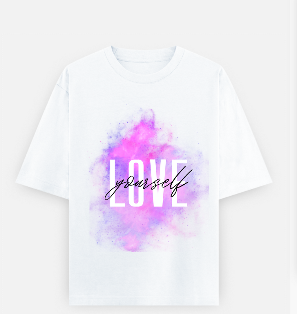 Love your self Over Sized  UNISEX Printed Pure Cotton T Shirt