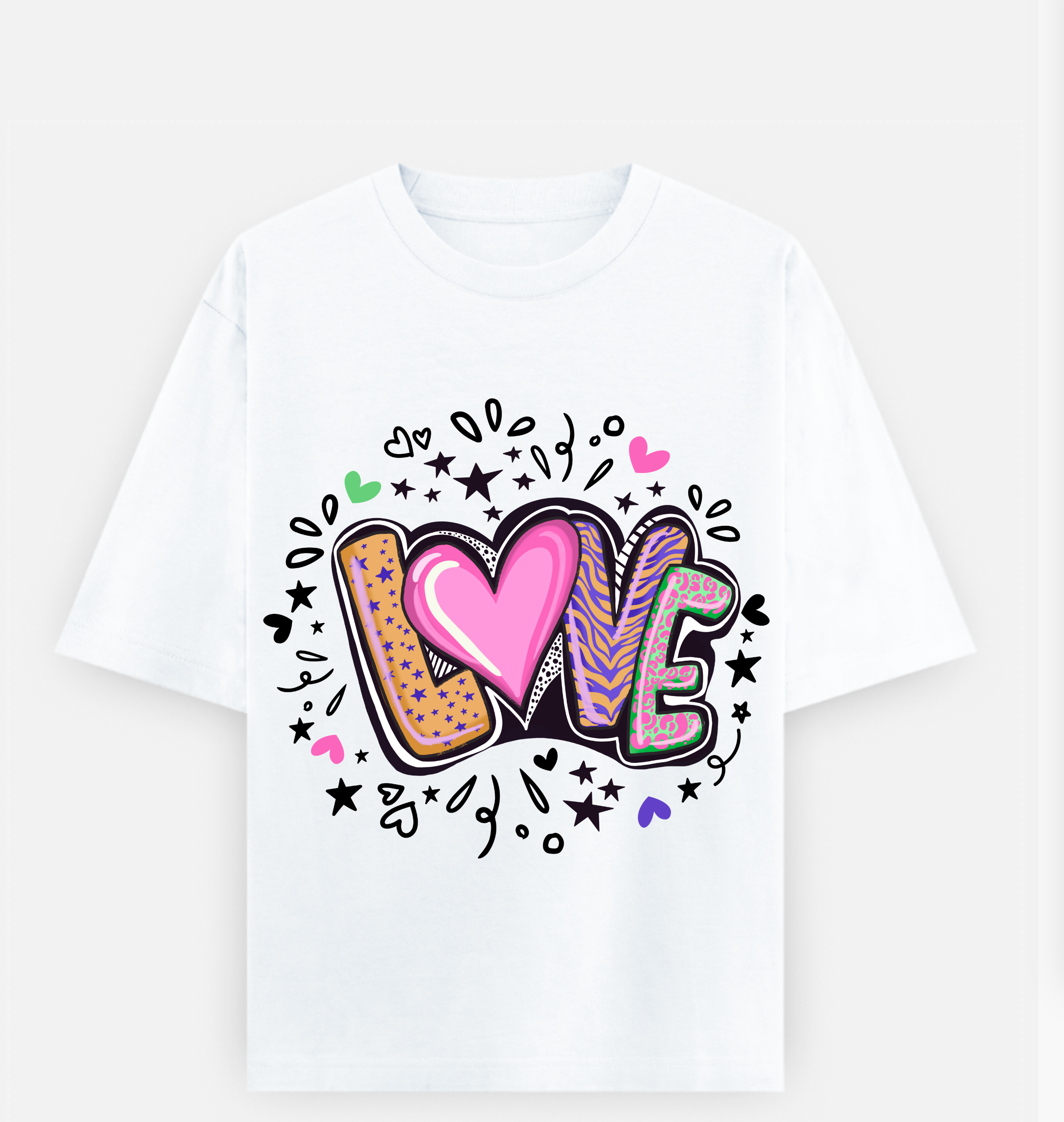 Love - Over Sized UNISEX Printed Pure Cotton T Shirt