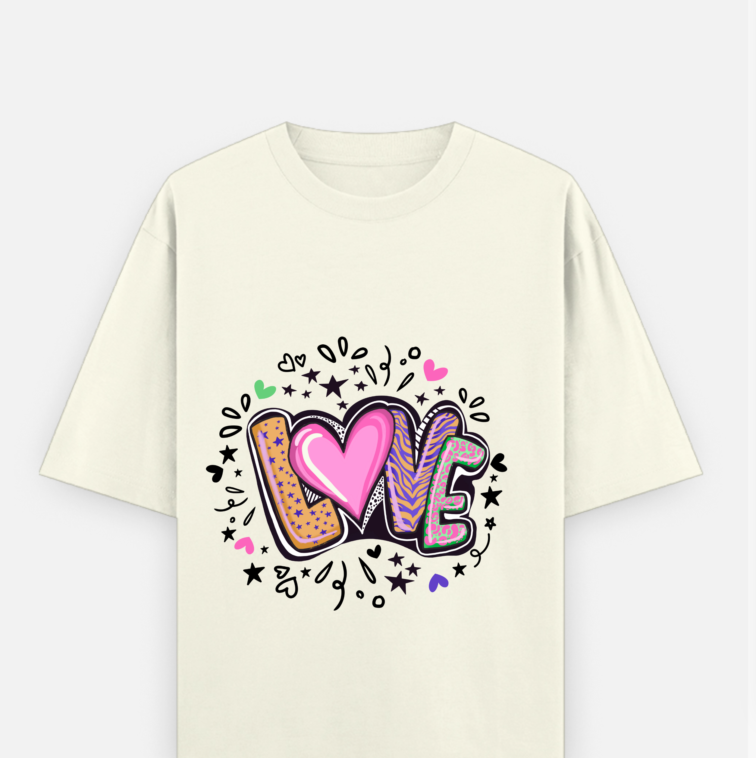 Love - Over Sized UNISEX Printed Pure Cotton T Shirt