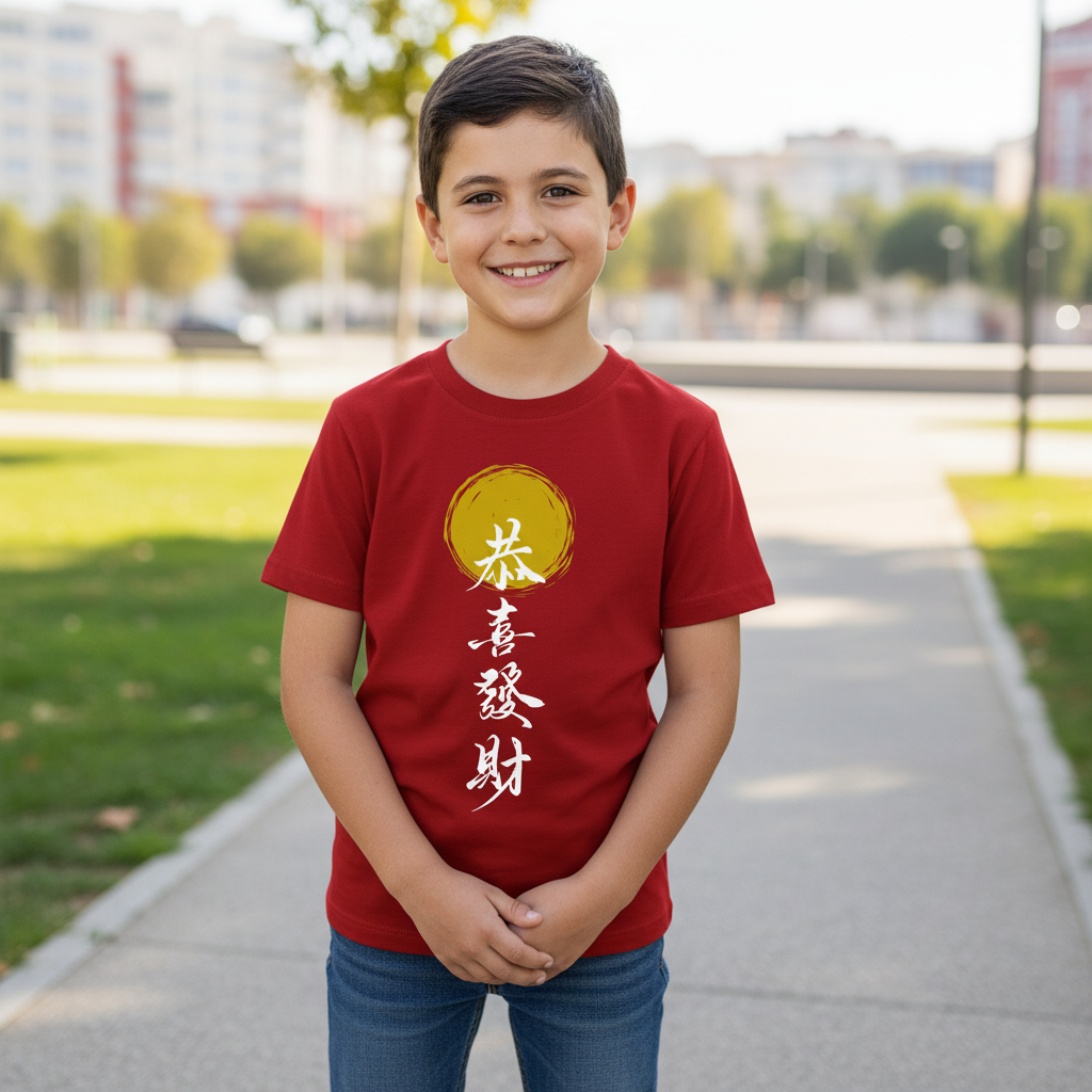 Japanese Text Printed  Kids T Shirt Pure Cotton