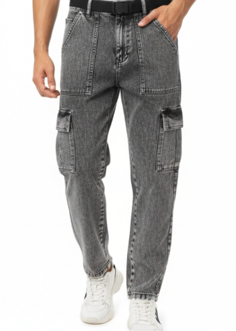 Trendy Black Wash Cargo Jeans Cool & Comfortable Look