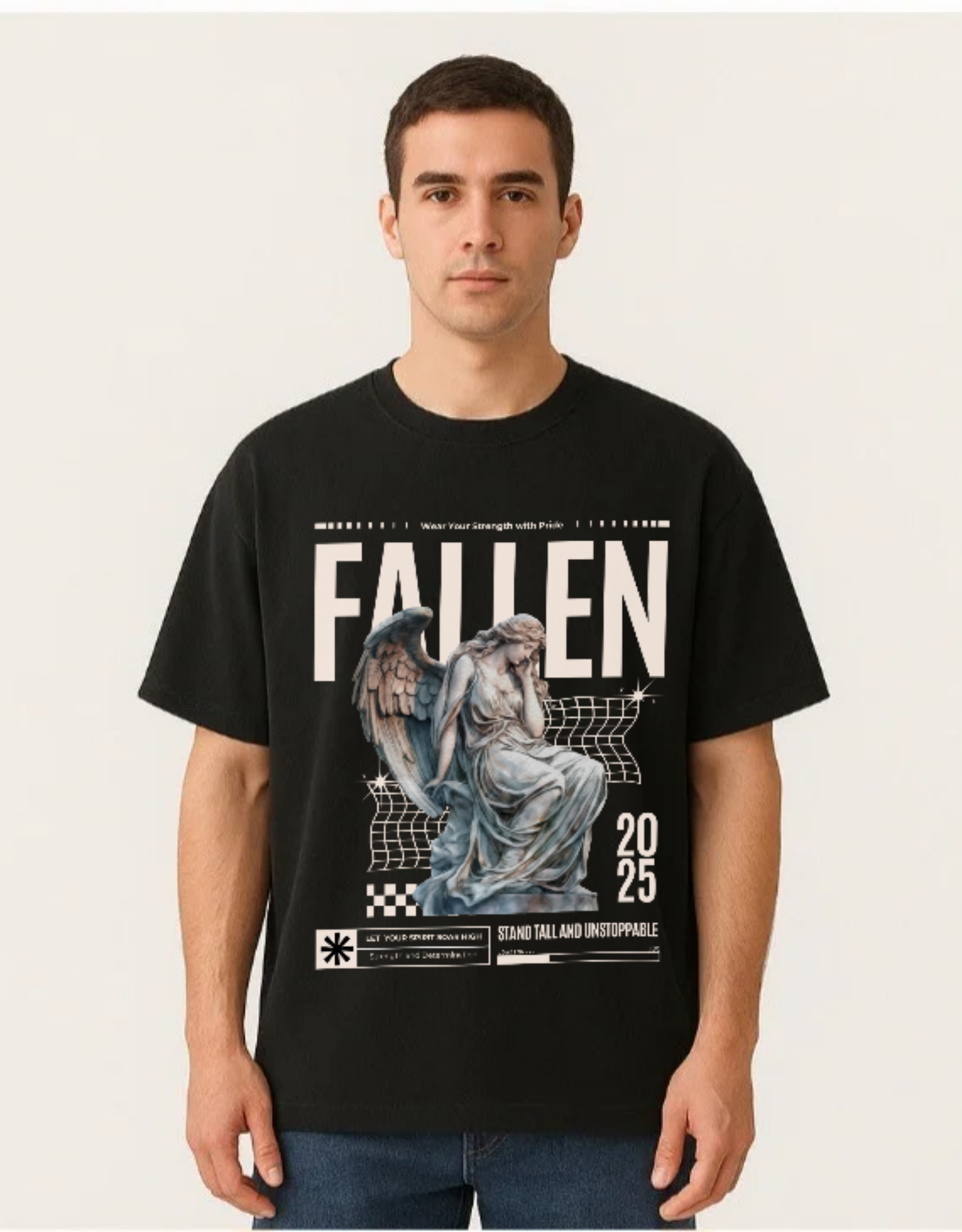 Fallen printed Over sized UNISEX Cotton T Shirt
