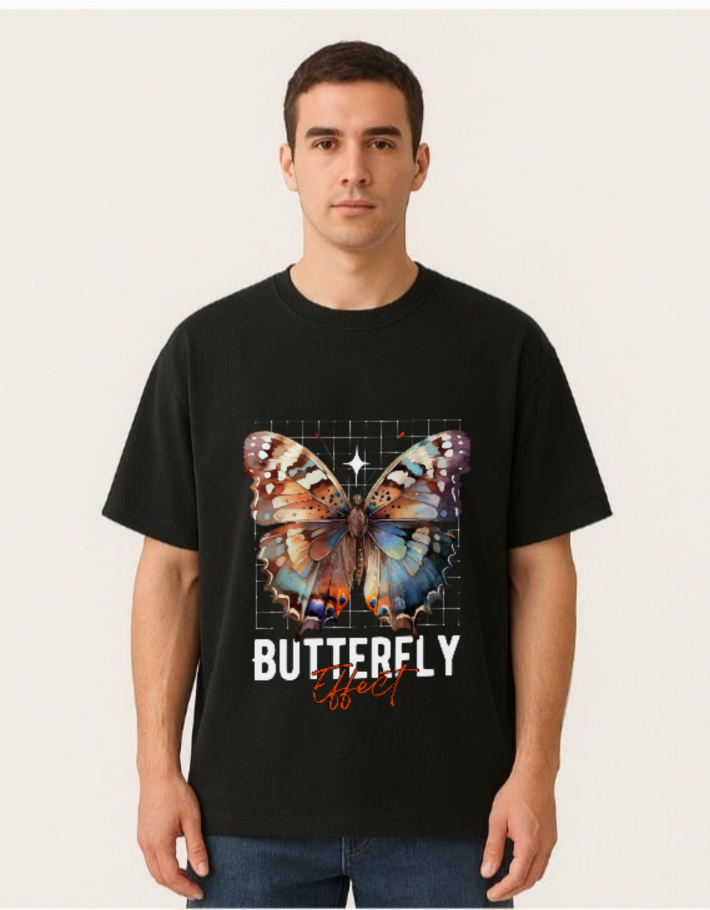 Butterfly Effect Over sized UNISEX Printed Pure Cotton T Shirt