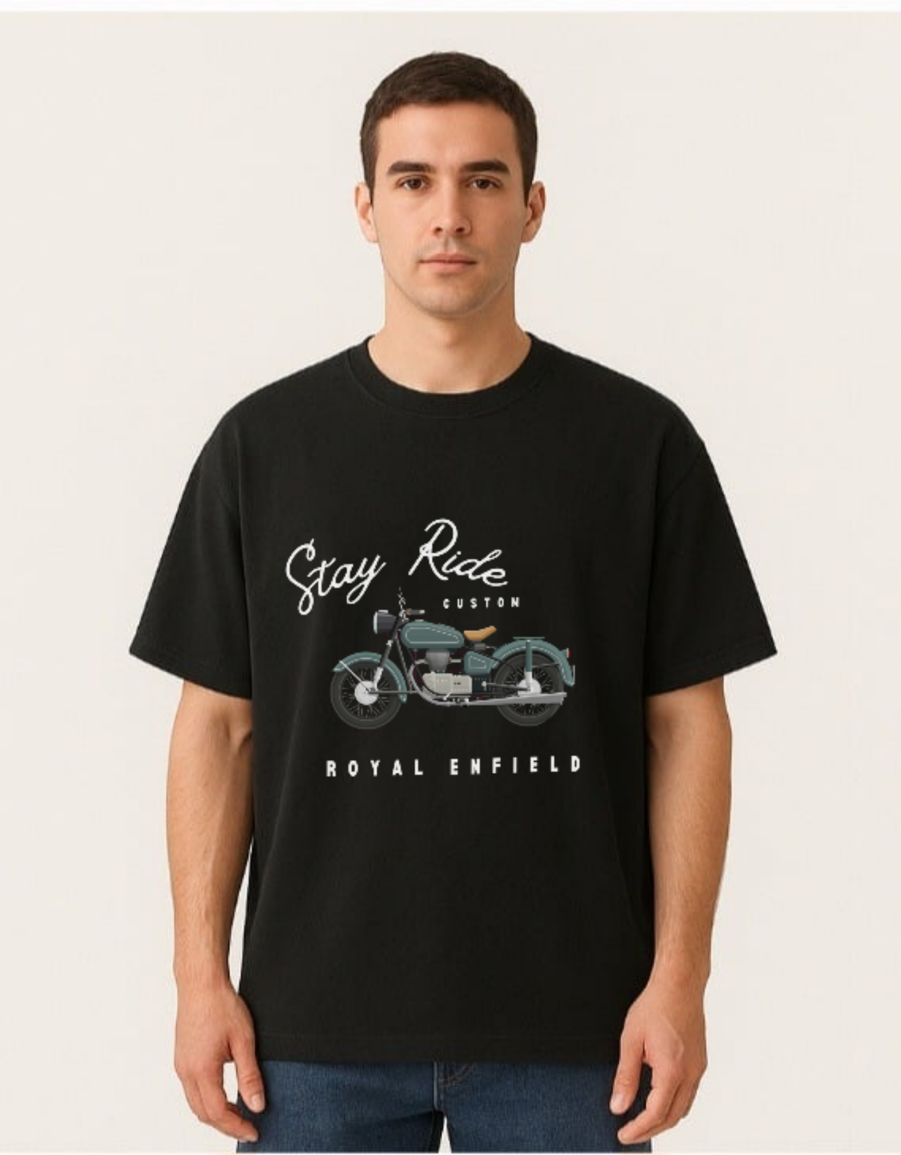 Stay Ride Over sized UNISEX Printed Pure Cotton T Shirt