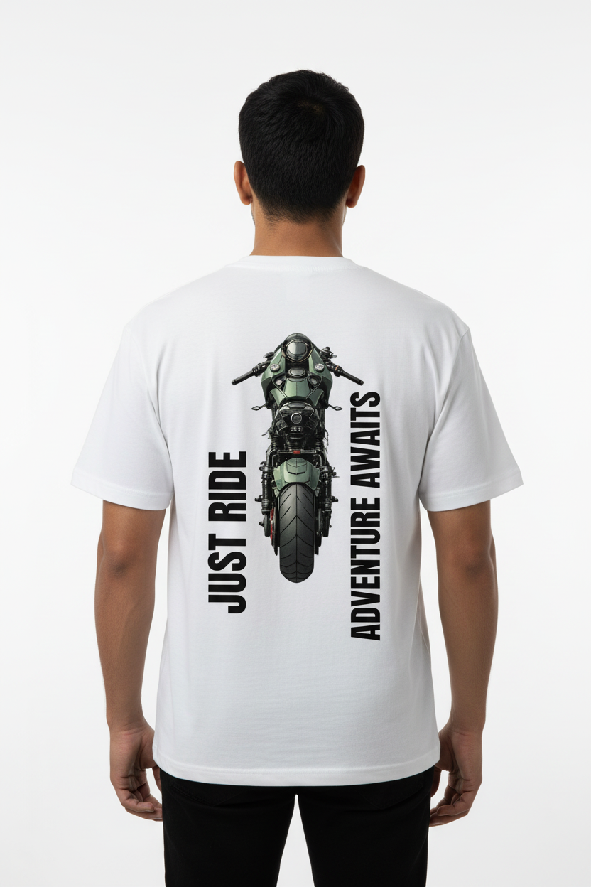 Bike & Traveler Over Sized  Cotton T Shirt
