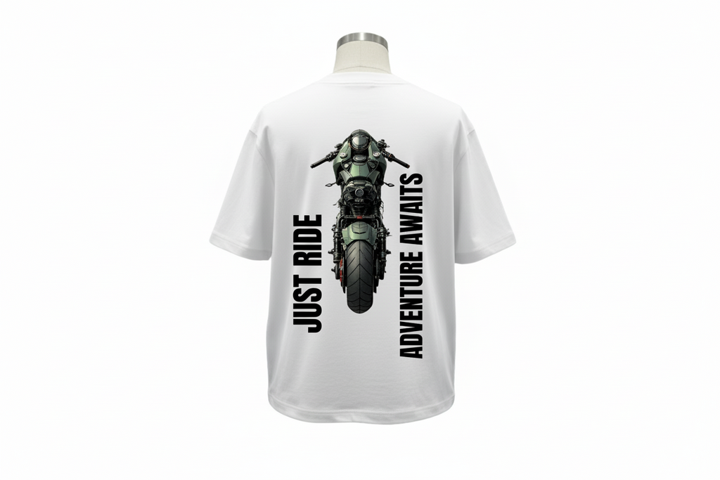 Bike & Traveler Over Sized  Cotton T Shirt