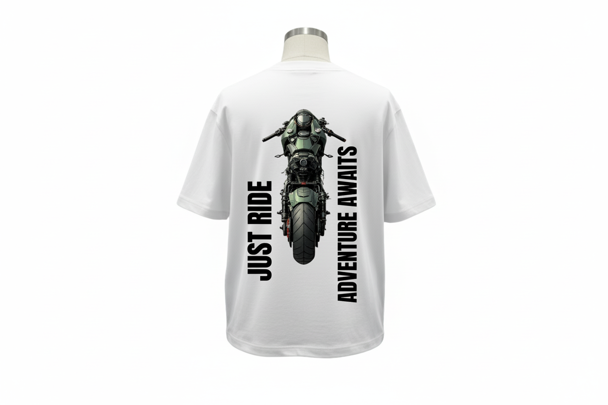 Bike & Traveler Over Sized  Cotton T Shirt
