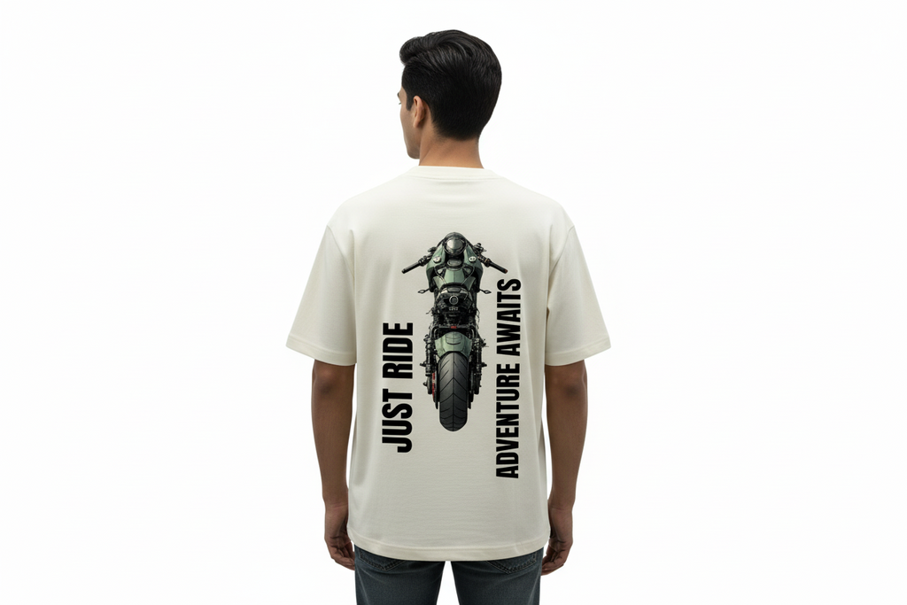 Bike & Traveler Over Sized  Cotton T Shirt