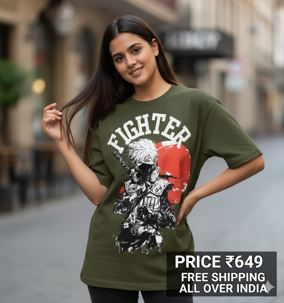 Anime Fighter - Over Sized UNISEX Printed Cotton T Shirt