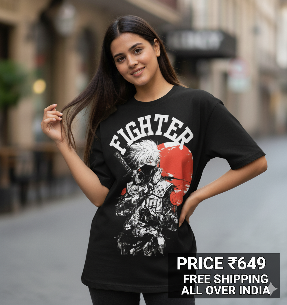 Anime Fighter - Over Sized UNISEX Printed Cotton T Shirt